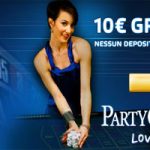 PartyCasino: bonus da 10 euro in regalo ad Ottobre (senza versamento)